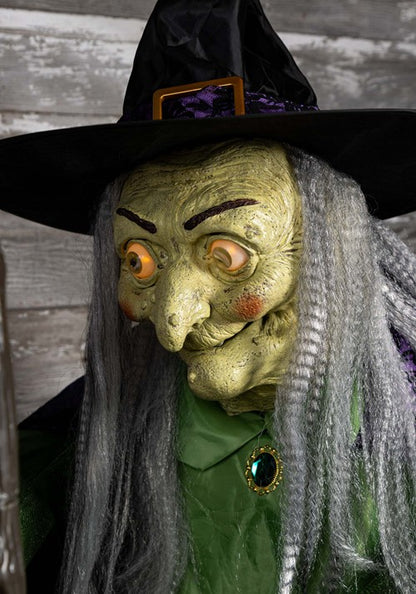 6.5FT Seasonal Visions International Stirring Up Trouble Witch Animatronic Decoration - US 0763