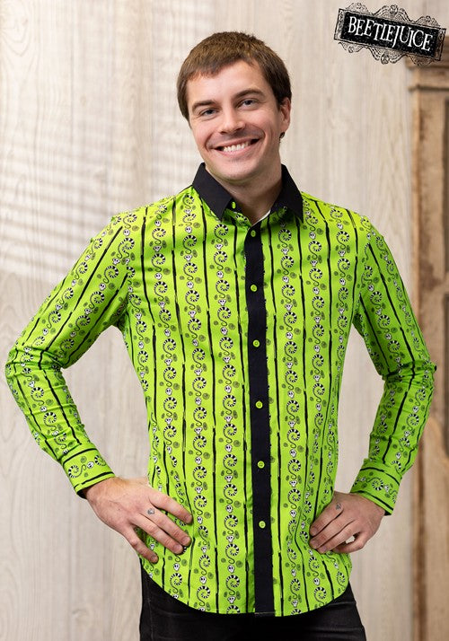 Stripes and Sandworms Beetlejuice Long Sleeved Shirt for Adults - US 9546