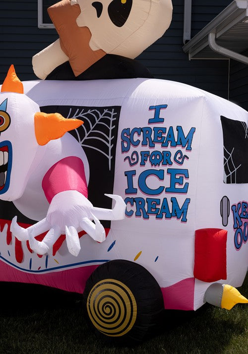 8FT Inflatable Killer Evil Clown Sweet Shrieks Ice Cream Truck Halloween Decoration - US 9602