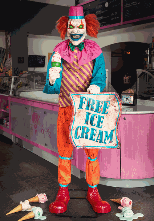 6FT Sweet Treat Saul the Ice Cream Clown Animatronic Decoration - US 5293