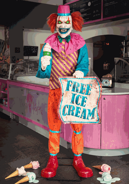 6FT Sweet Treat Saul the Ice Cream Clown Animatronic Decoration - US 5293