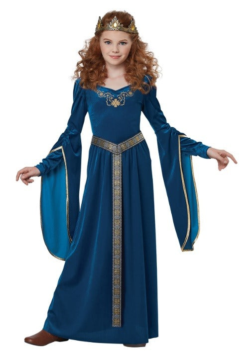 Teal Medieval Princess Costume for Girls - US 0162