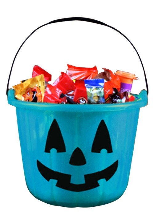 Teal Trick and Treat Pumpkin Halloween Bucket - US 5200