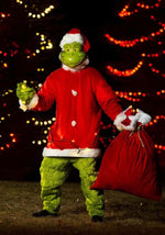 Adult The Grinch Plus Size Santa Deluxe Jumpsuit with Mask - US 6286