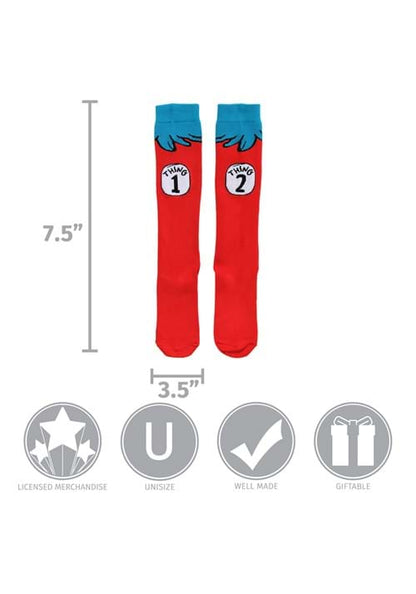 Thing 1 & 2 Costume Socks for Adults - US 5875