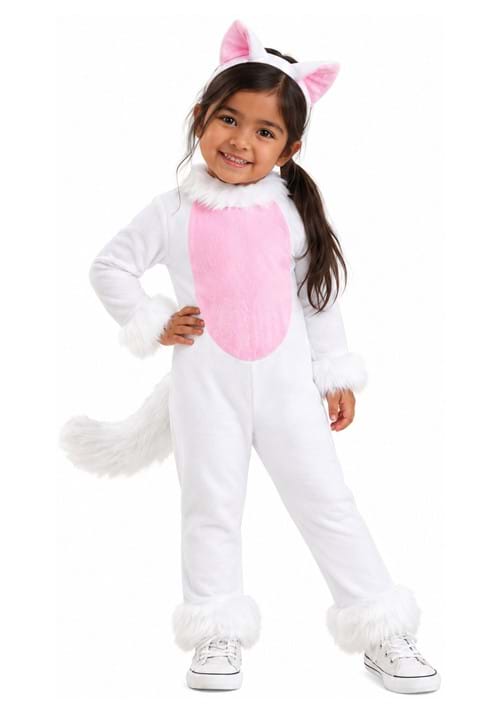 Toddler Big Tailed White Cat Costume - US 9679