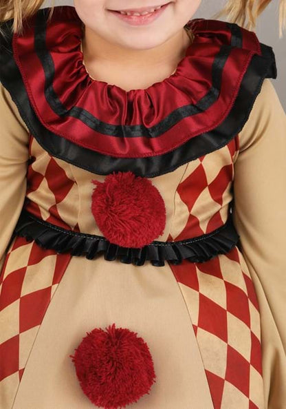 Girl's Little Creepy Clown Toddler Costume - US 5374