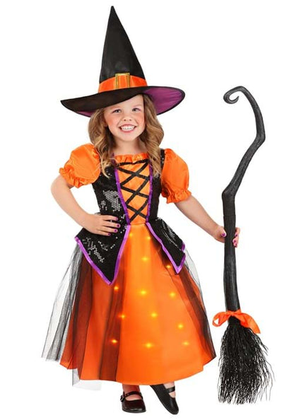 Girl's Toddler Orange Light-Up Witch Costume - US 1333
