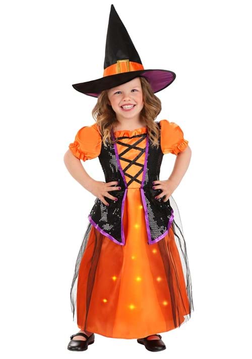 Girl's Toddler Orange Light-Up Witch Costume - US 1333