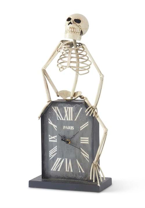21.5-Inch Tombstone Clock with Skeleton Decoration - US 7289
