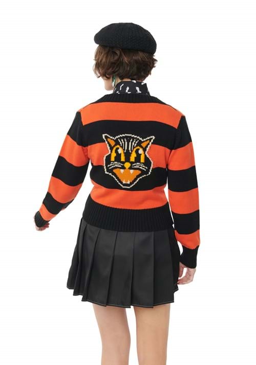Unique Vintage Spooky Cat Striped Cardigan for Adults - US 3545