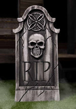 35.5-Inch Weathered Skull Tombstone Halloween Decoration - US 7488