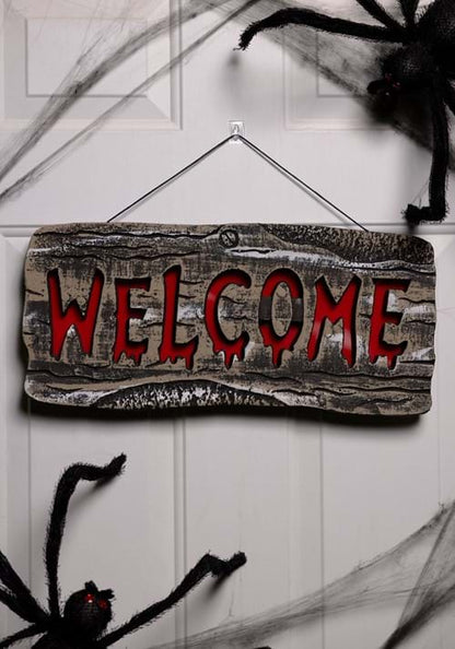 19.25-Inch Light Up Welcome Halloween Sign Decoration - US 3011