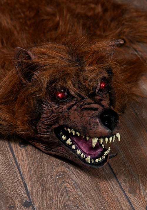 5.5FT Werewolf Throw Rug with Light and Sound Halloween Decoration - US 4275