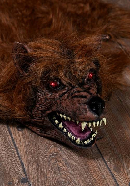 5.5FT Werewolf Throw Rug with Light and Sound Halloween Decoration - US 4275