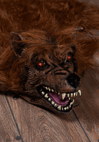 5.5FT Werewolf Throw Rug with Light and Sound Halloween Decoration - US 4275