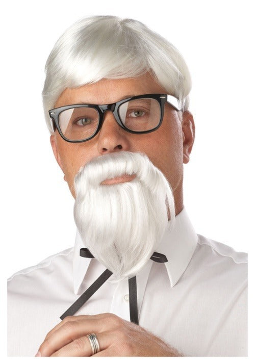 Men's White Colonel Goatee Wig and Moustache - US 8519