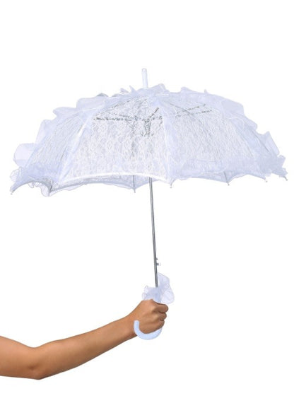 White Lace Costume Parasol Accessory - US 3946