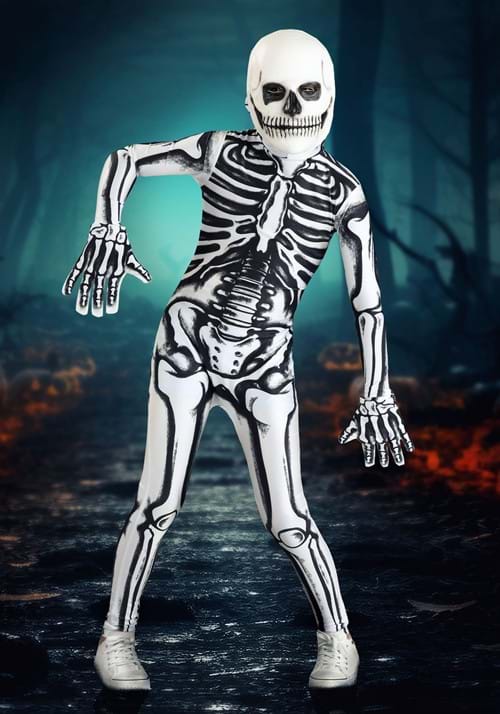 Kid's White Skeleton Costume - US 7530