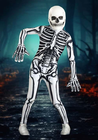 Kid's White Skeleton Costume - US 7530