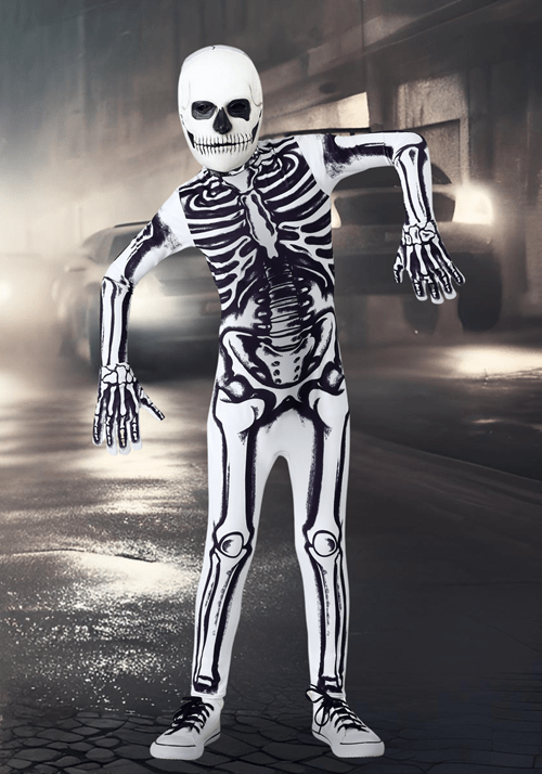 Men's White Skeleton Costume - US 7066
