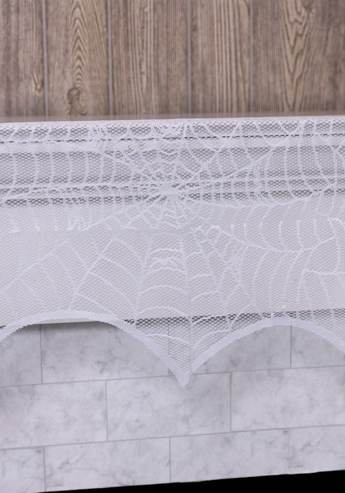 48-Inch White Spider Web Mantel Scarf Decoration - US 6055