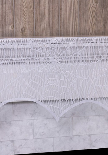 48-Inch White Spider Web Mantel Scarf Decoration - US 6055