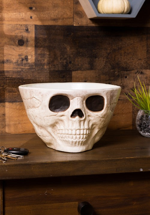 10-Inch Wide Skull Candy Bowl Decoration - US 0990