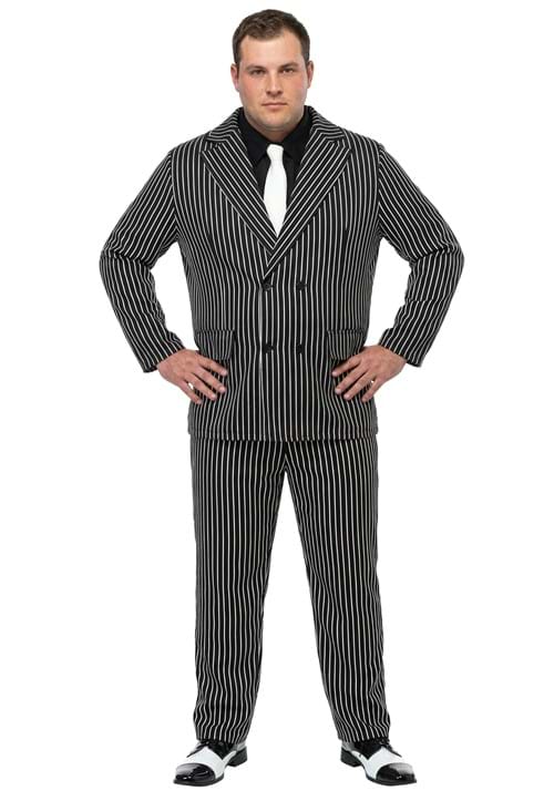 Men's Wide Stripe Plus Size Gangster Costume - US 8549