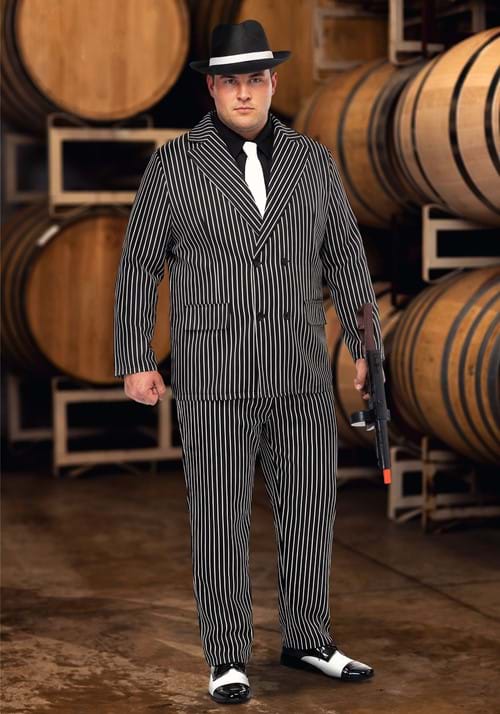 Men's Wide Stripe Plus Size Gangster Costume - US 8549