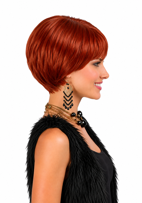 Women's 60s Short Burgundy Costume Wig - US 7473