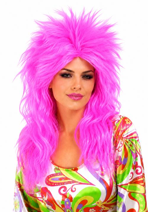 Women's 80s Rocker Pink Punk Wig - US 2280