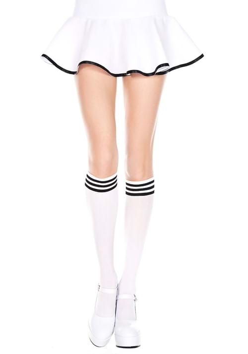 Women's Athletic White and Black Knee High Stockings - US 8095