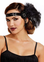 Women's Black Flapper Feather Headpiece - US 2700