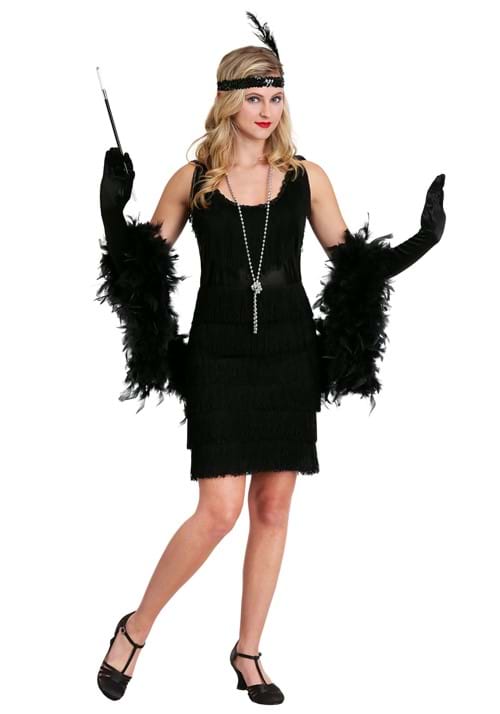 Black 1920's Fringe Flapper Costume for Women - US 3859