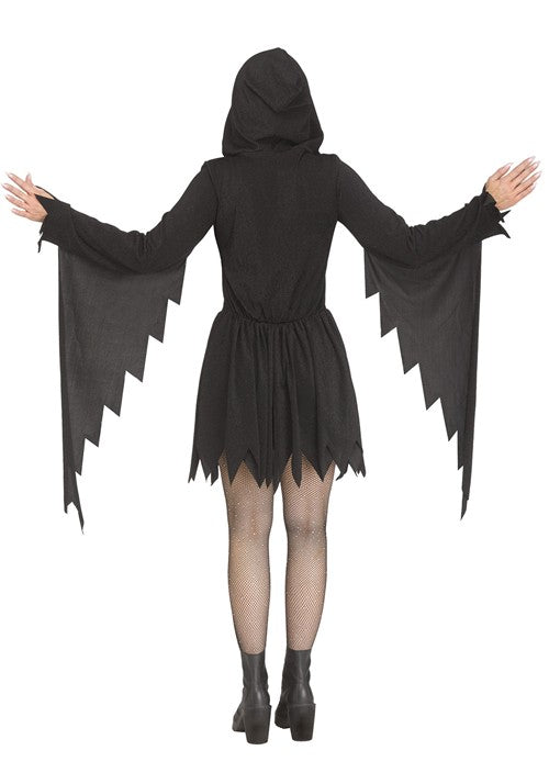 Women's Black Glitter Ghost Face Costume - US 4352
