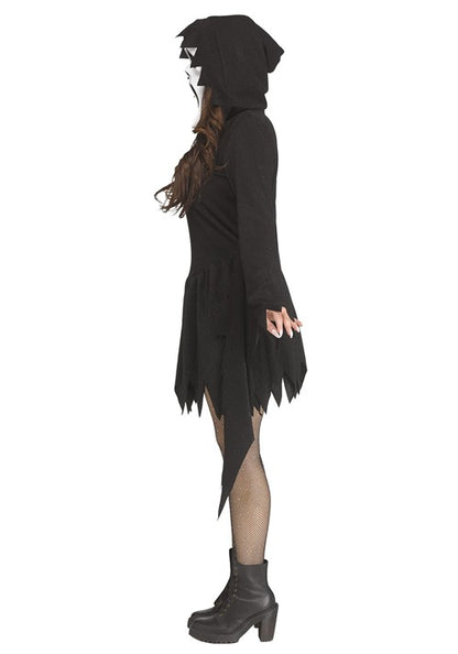 Women's Black Glitter Ghost Face Costume - US 4352