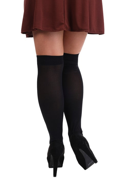 Women's Black Opaque Knee Highs Stockings - US 9471