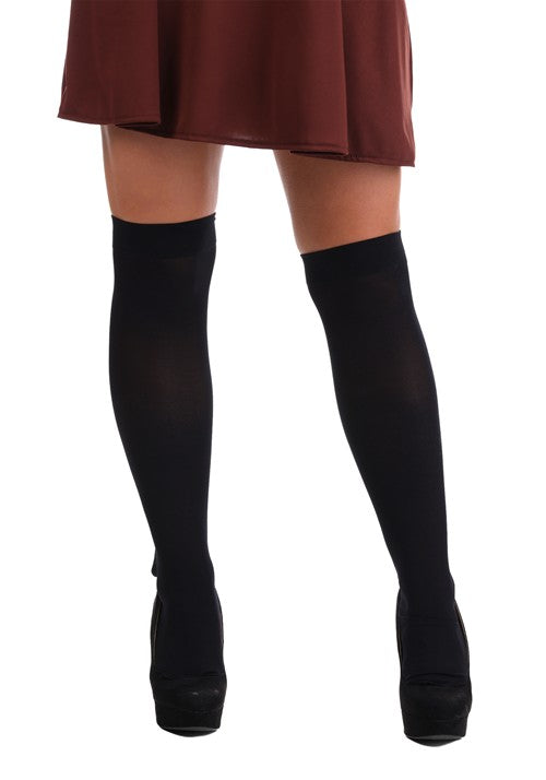 Women's Black Opaque Knee Highs Stockings - US 9471