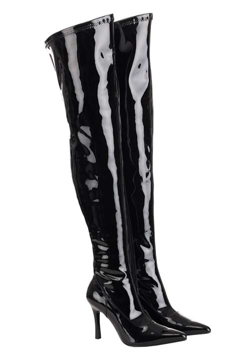 Black Patent Over the Knee Boots for Women - US 5251