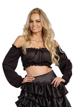 Women's Black Costume Peasant Top - US 9425