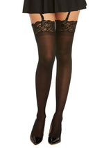 Black Sheer Women's Thigh High Stockings - US 7292