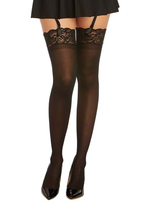 Black Sheer Women's Thigh High Stockings - US 7292