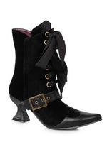 Black Heeled Velvet Boots for Women - US 8084