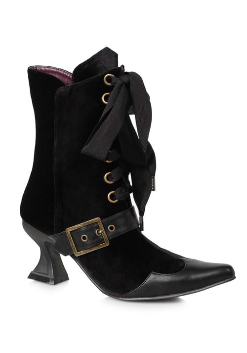 Black Heeled Velvet Boots for Women - US 8084