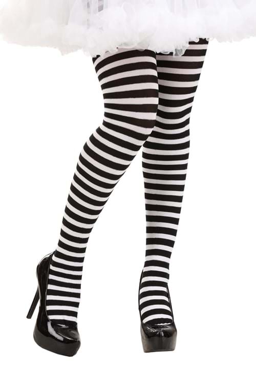Black/White Striped Women's Tights - US 9576