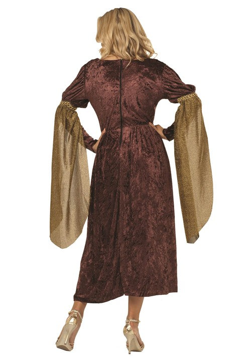 Women's Brown Renaissance Queen Dress Costume - US 6644