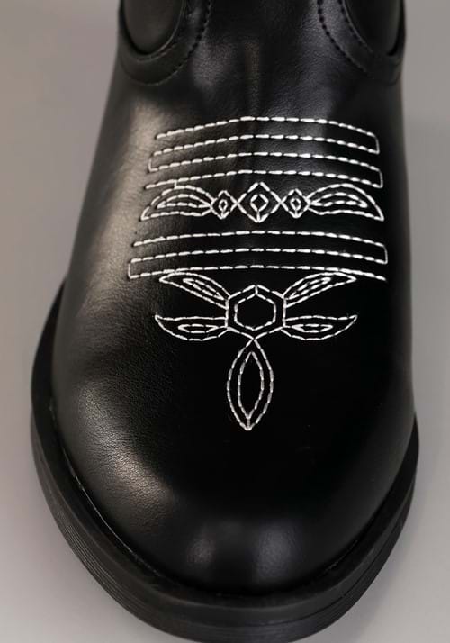 Faux Leather Black Cowgirl Boots for Women - US 8904