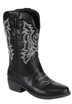 Faux Leather Black Cowgirl Boots for Women - US 8904