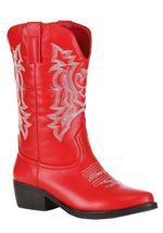 Faux Leather Red Cowgirl Boots for Women - US 9652